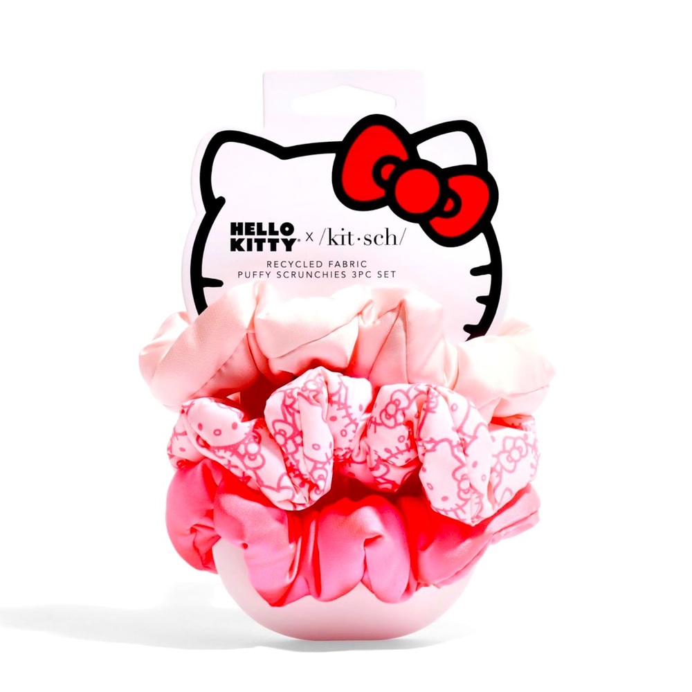 Hello Kitty x Kitsch Puffy Scrunchies - 3pc Set